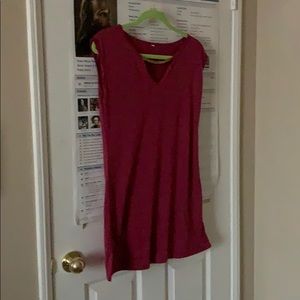 Burgundy gold detailed neckline dress